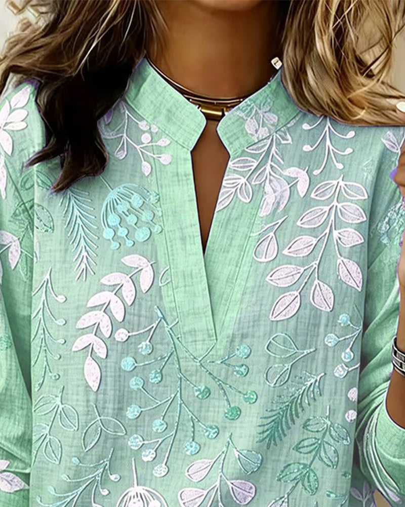 Blusa floral de tacto suave para mujer con escote en V