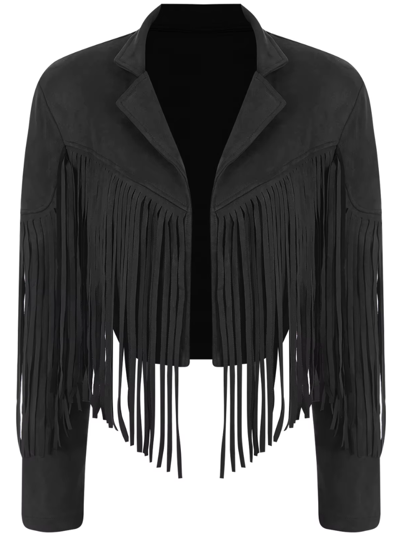 Jessie - Women's Brown Jacket with Fringes