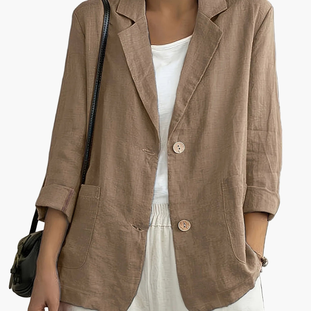 Women's Two-Button Blazer with Roll-Up Sleeves