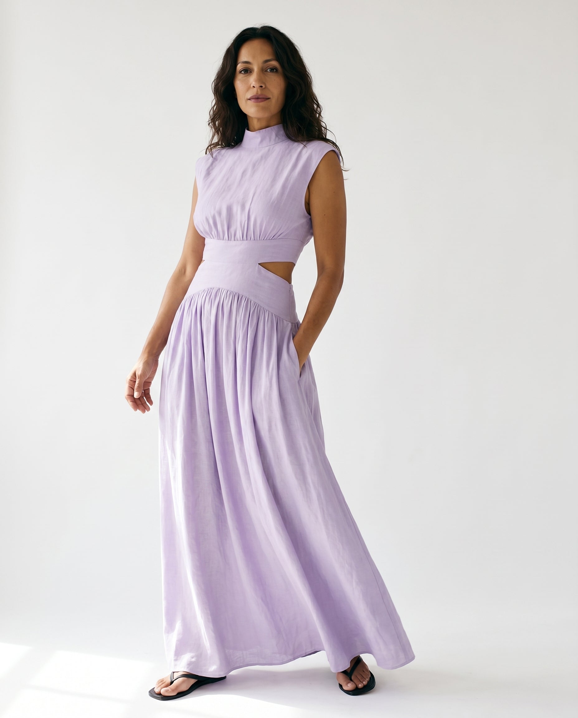 Ella - Cutout Waist High Neck Maxi Dress