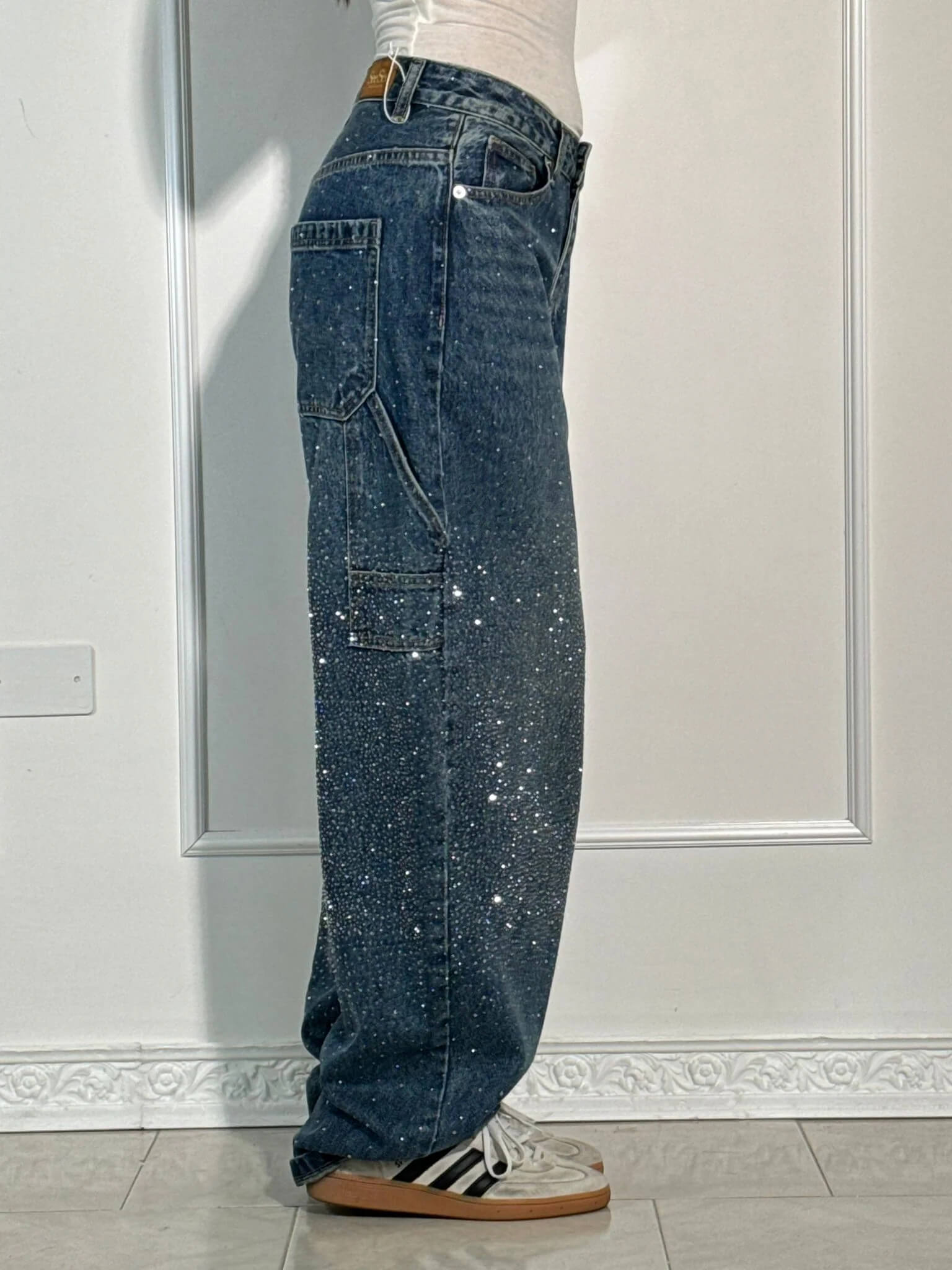 Rafaela - Women's Diamond Jeans with Balloon Fit and Sparkling Details