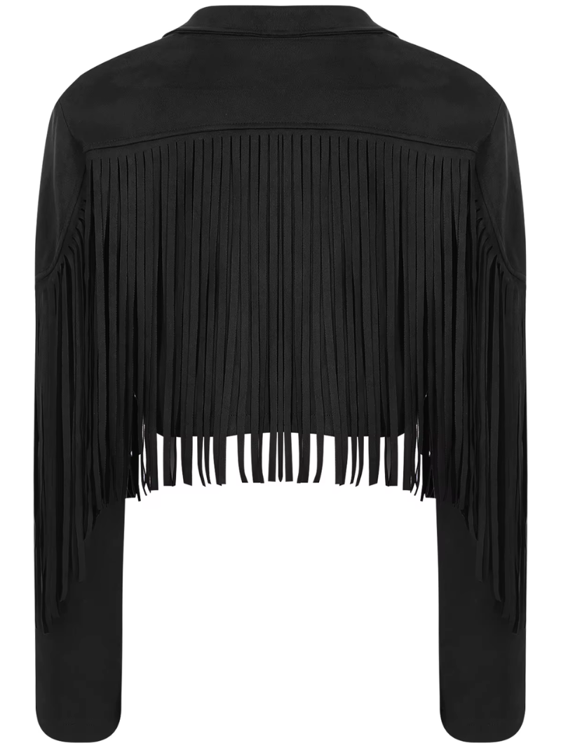 Jessie - Women's Brown Jacket with Fringes