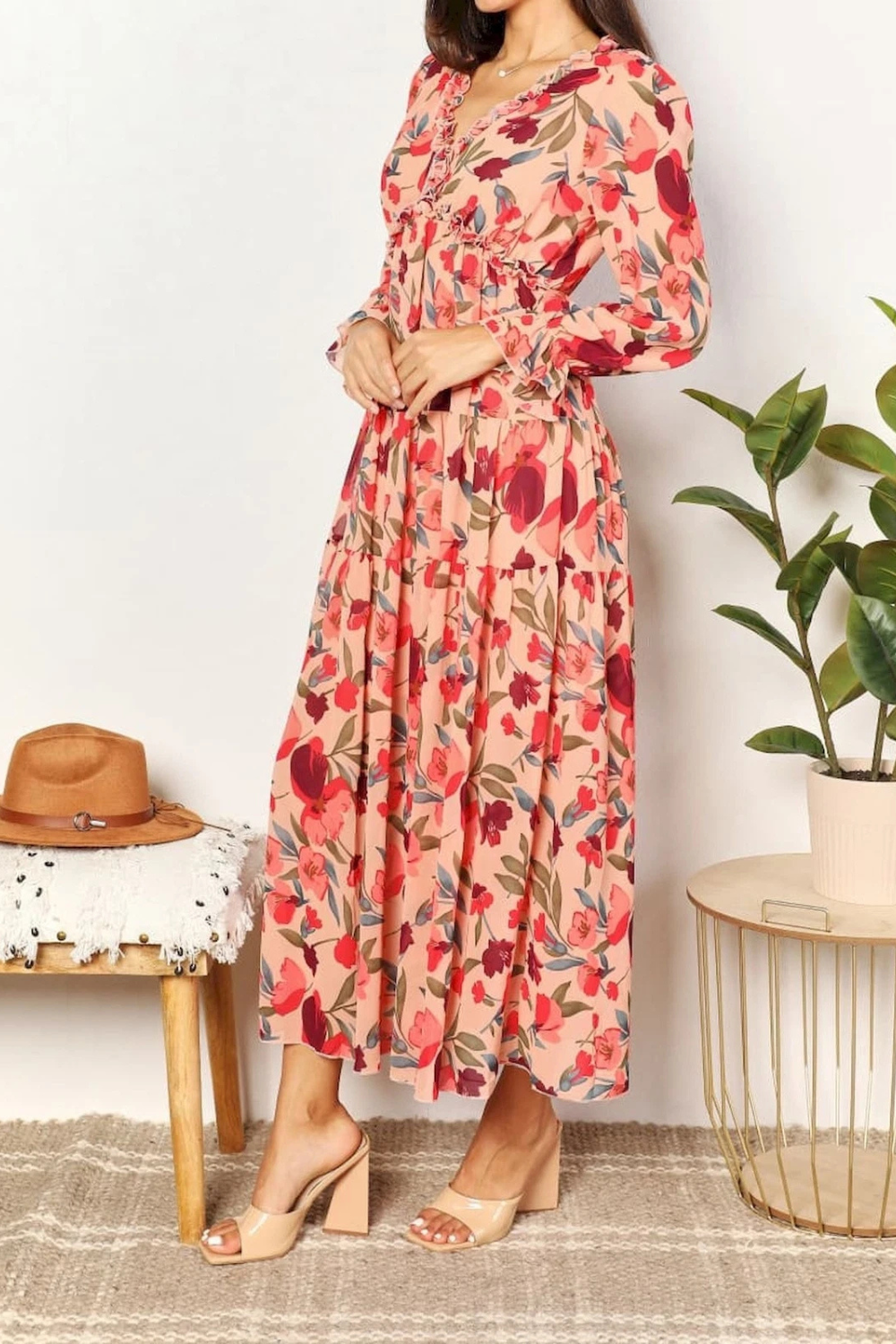Aveline - Women's Wild Lotus Ruffle Tiered Maxi Dress - photo 14