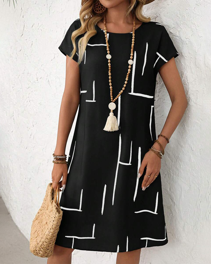 Women's Relaxed Dress with Geometric Print