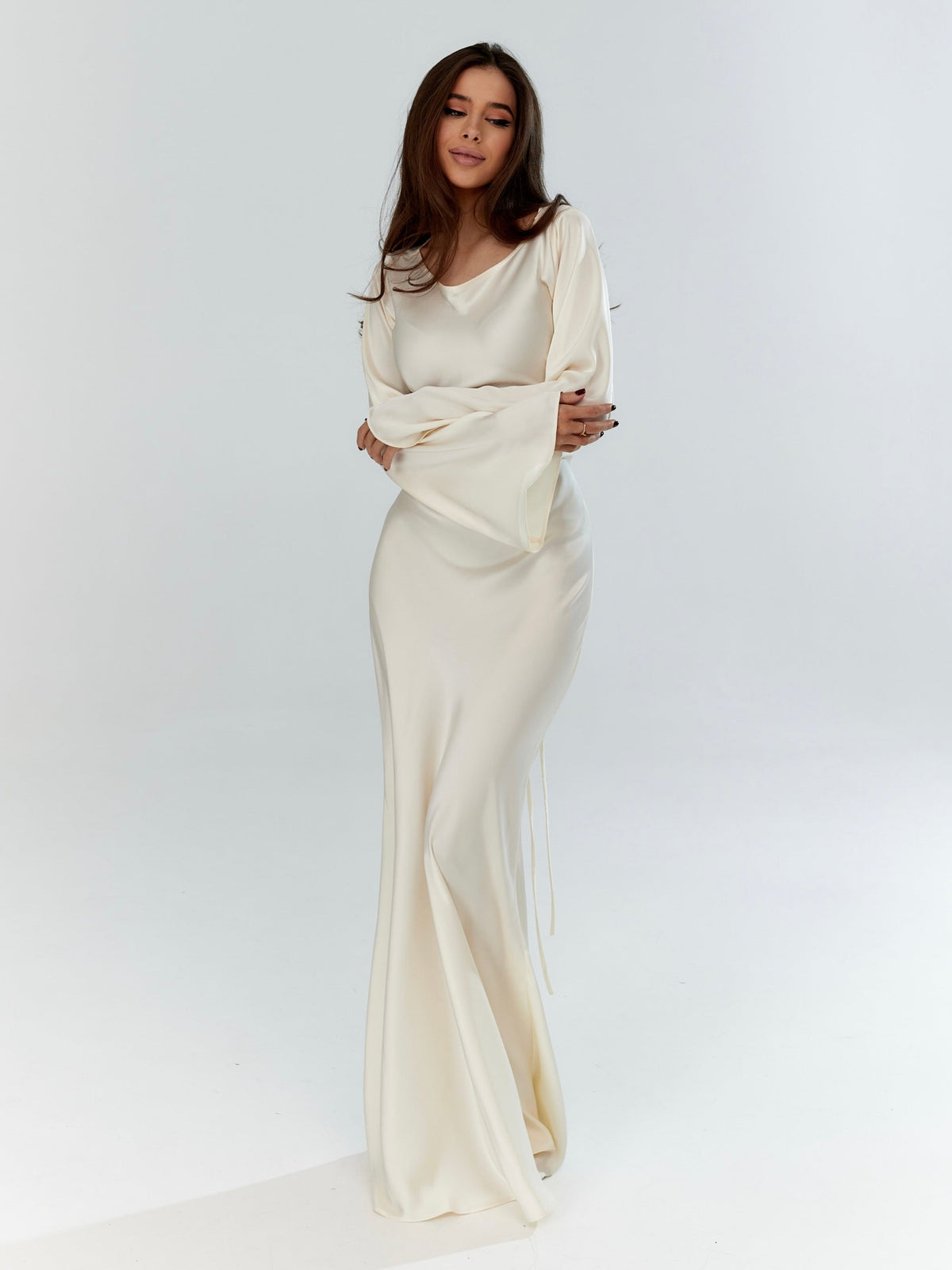 Women's Satin Bodycon Maxi Dress Cowl Neck
