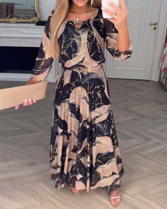 Women's Marble Print Maxi Dress