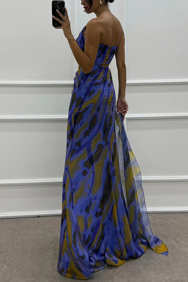 Sophia - Women's Off-Shoulder Slit Printed Maxi Dress - photo 8