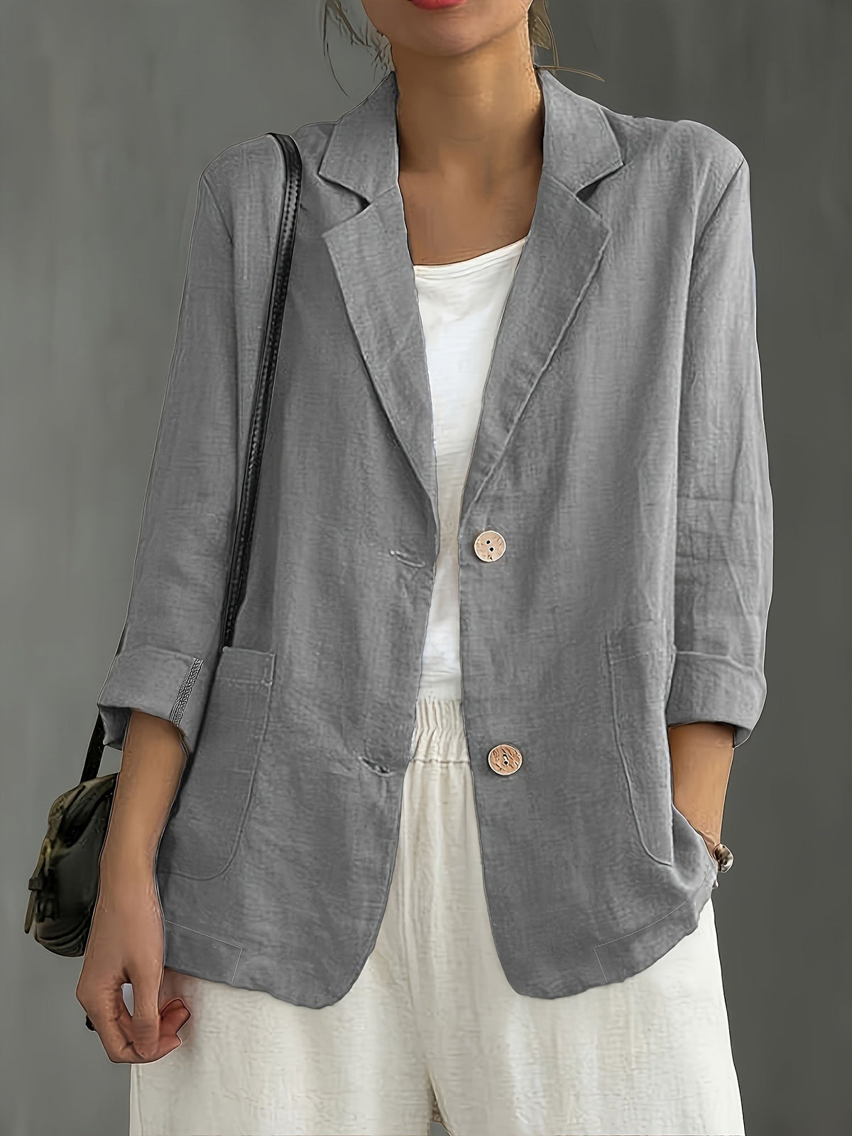 Women's Two-Button Blazer with Roll-Up Sleeves
