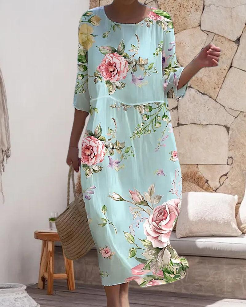 Amara - Women's Floral Dress with Tummy Control - photo 2