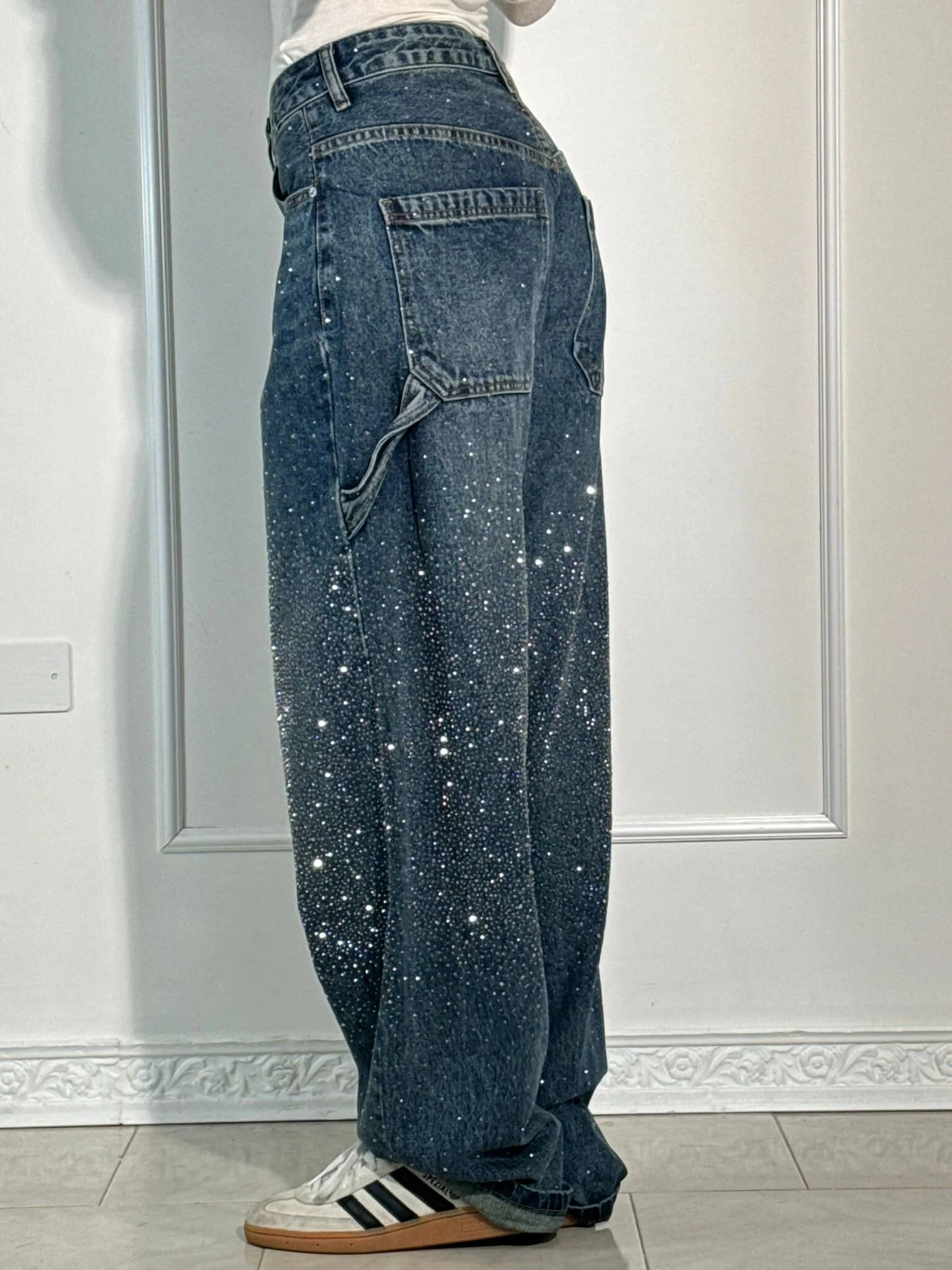 Rafaela - Women's Diamond Jeans with Balloon Fit and Sparkling Details