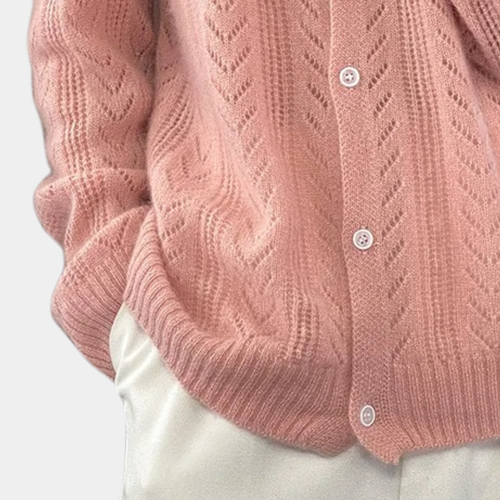 Seren - Women's Cable-Knit Button-Up Cardigan