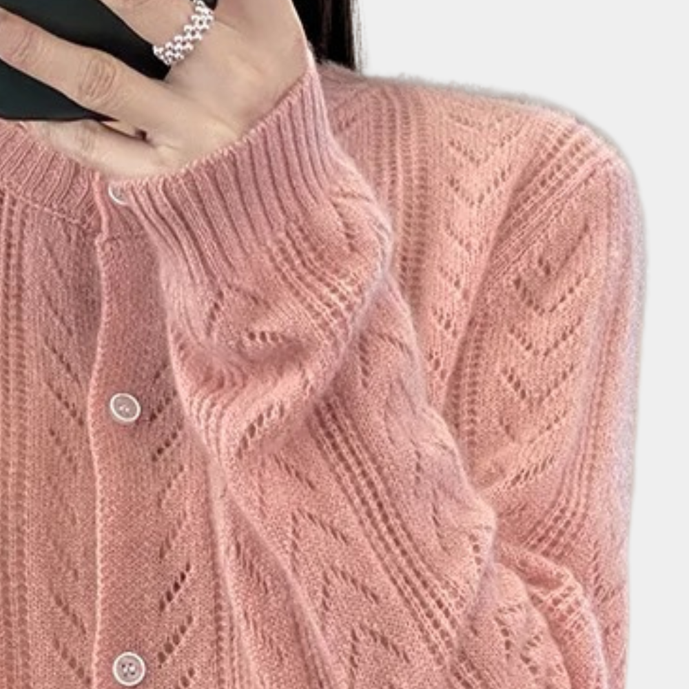 Seren - Women's Cable-Knit Button-Up Cardigan