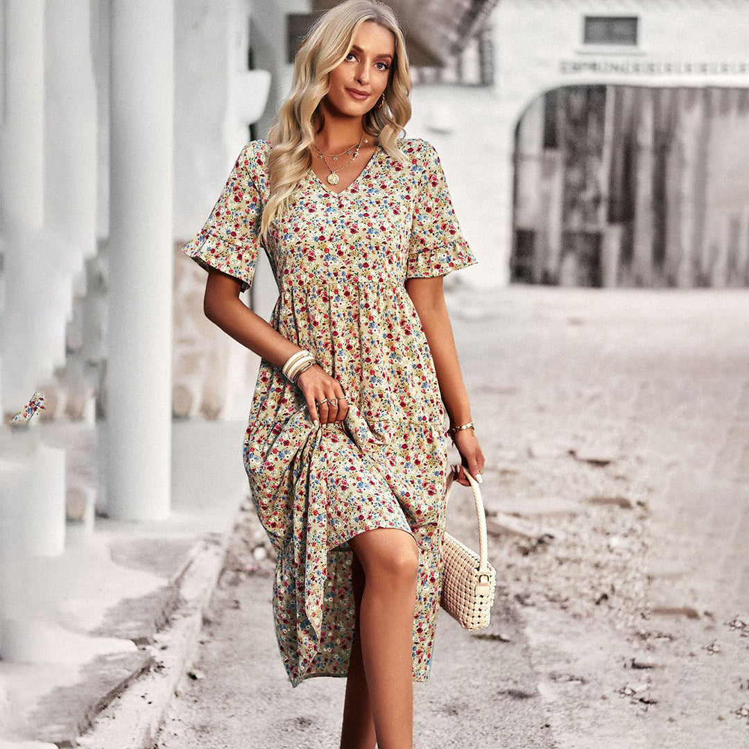 Magnolia - Women's Boho Floral Midi Dress