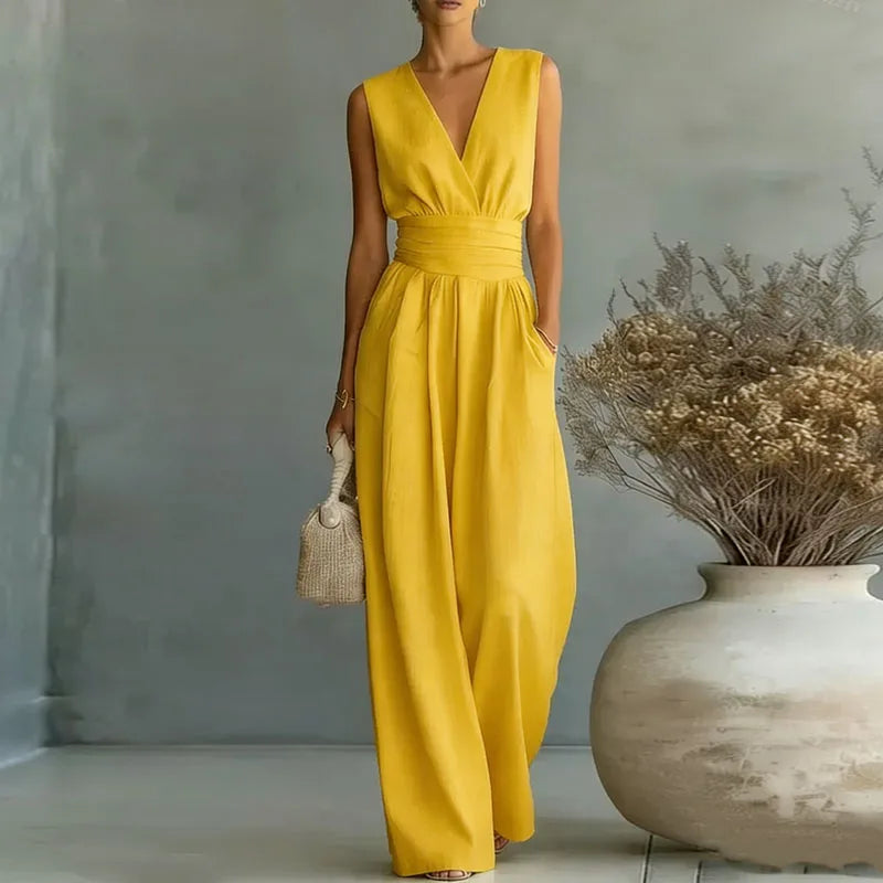 Aurore | Dames Jumpsuit Zomer Elegant Wrap V-hals Wide-Leg