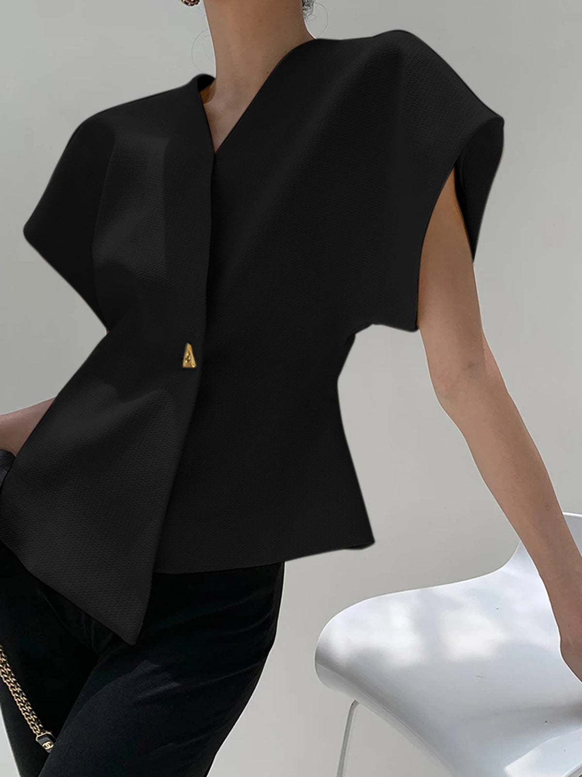 Callie - Women's V-Neck Button Blouse