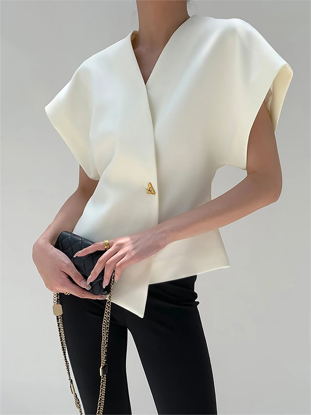 Callie - Women's V-Neck Button Blouse