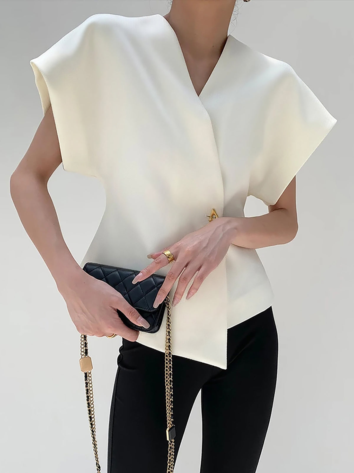 Callie - Women's V-Neck Button Blouse