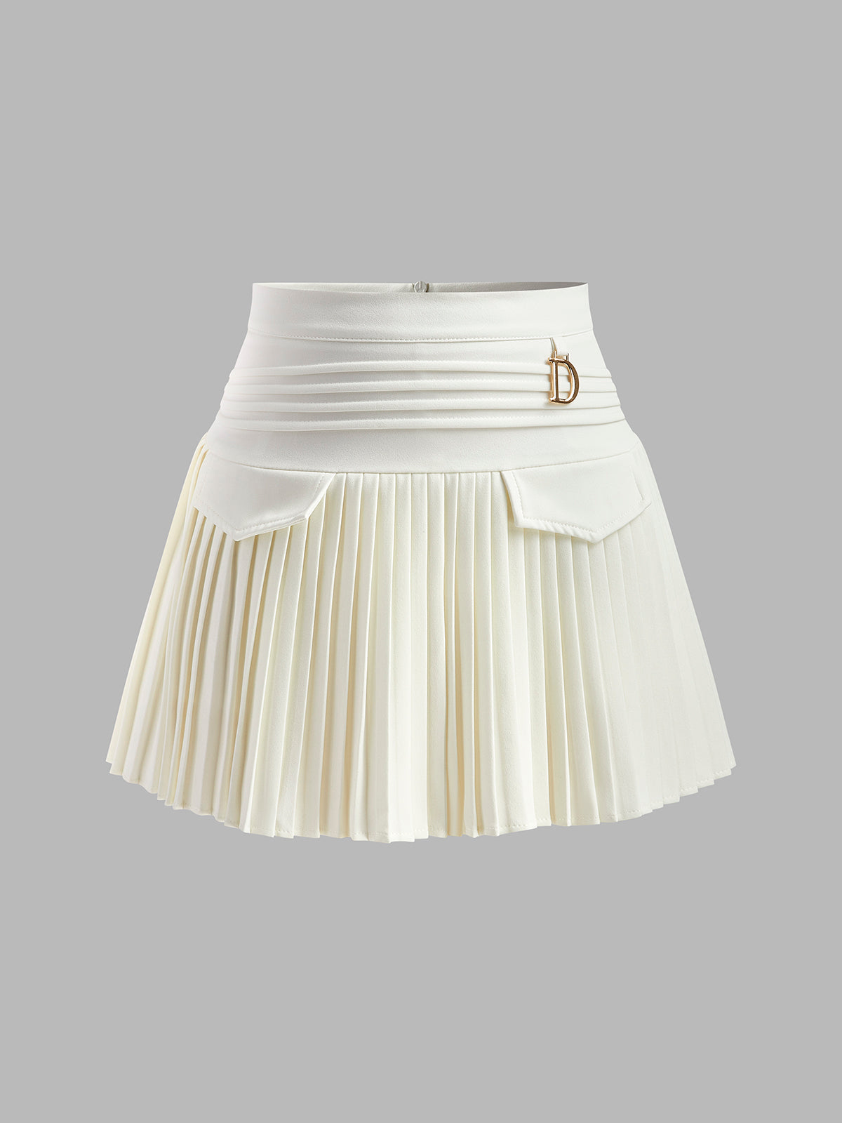 Mabel - Women's Metal Letter Pleated Mini Skirt