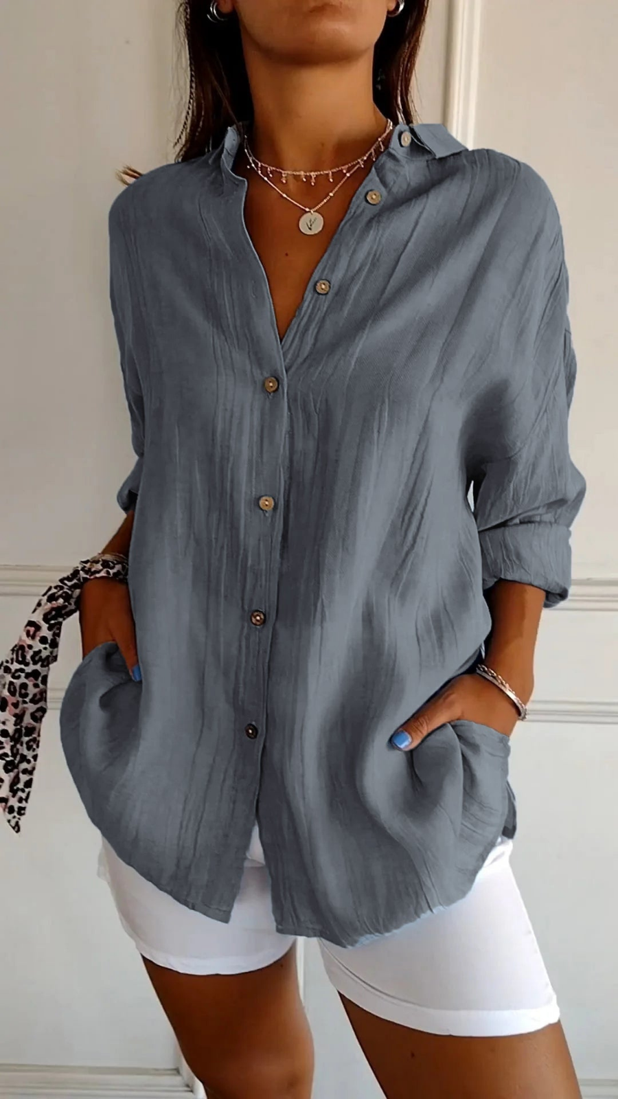 Chloe | Linen Oversized Button-Down Shirt for Women