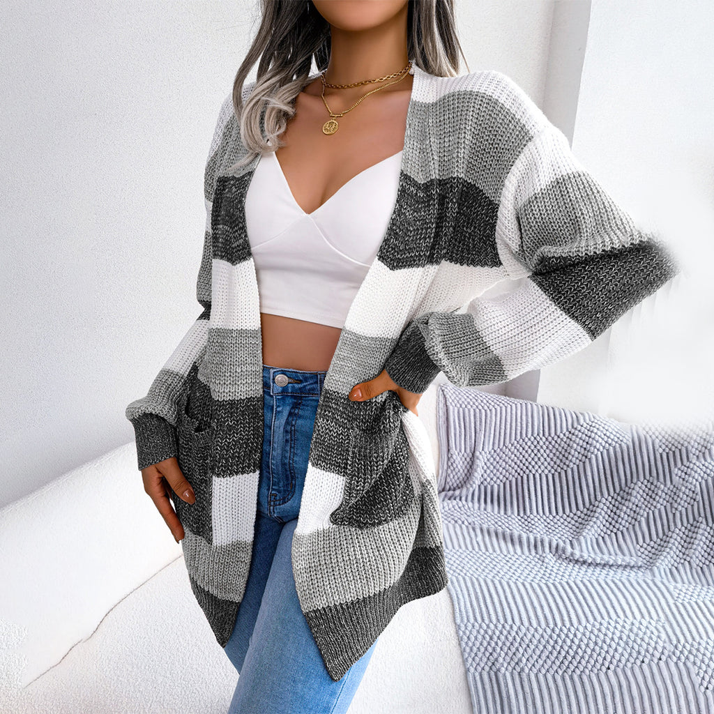 Indy - Women's Oversized Striped Knit Cardigan