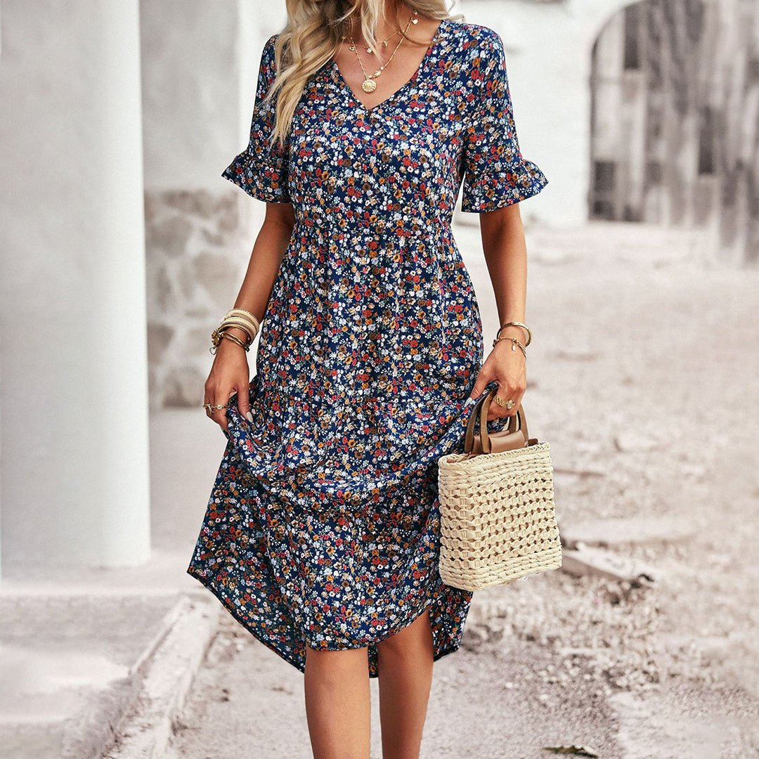 Magnolia - Women's Boho Floral Midi Dress