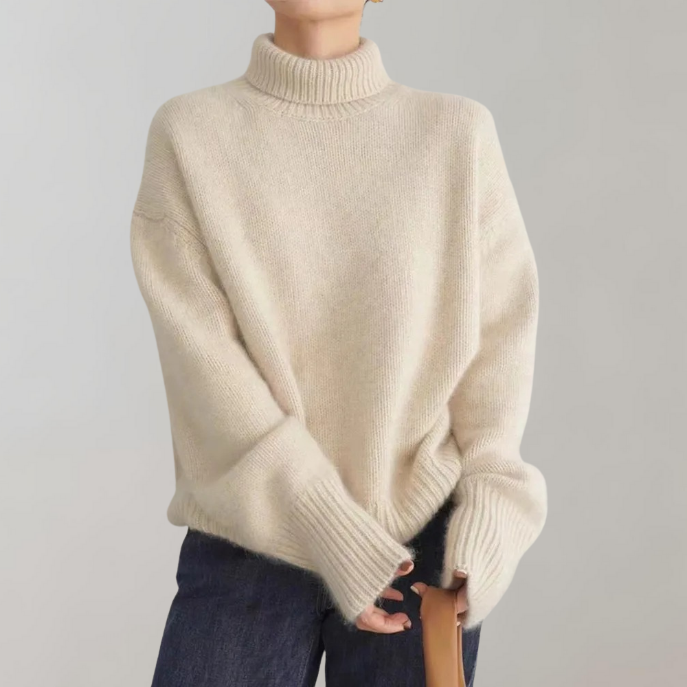 Raelie - Women's Oversized Minimalist Turtleneck Sweater