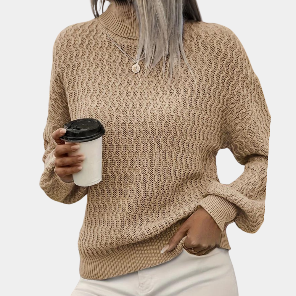 Clementine - Women's Wave Knit Sweater with Chic Textured Design