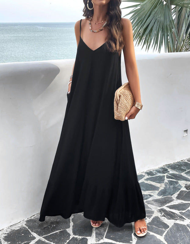 Skye - Women's Maxi Dress with Spaghetti Straps and Ruffle Hem - photo 4