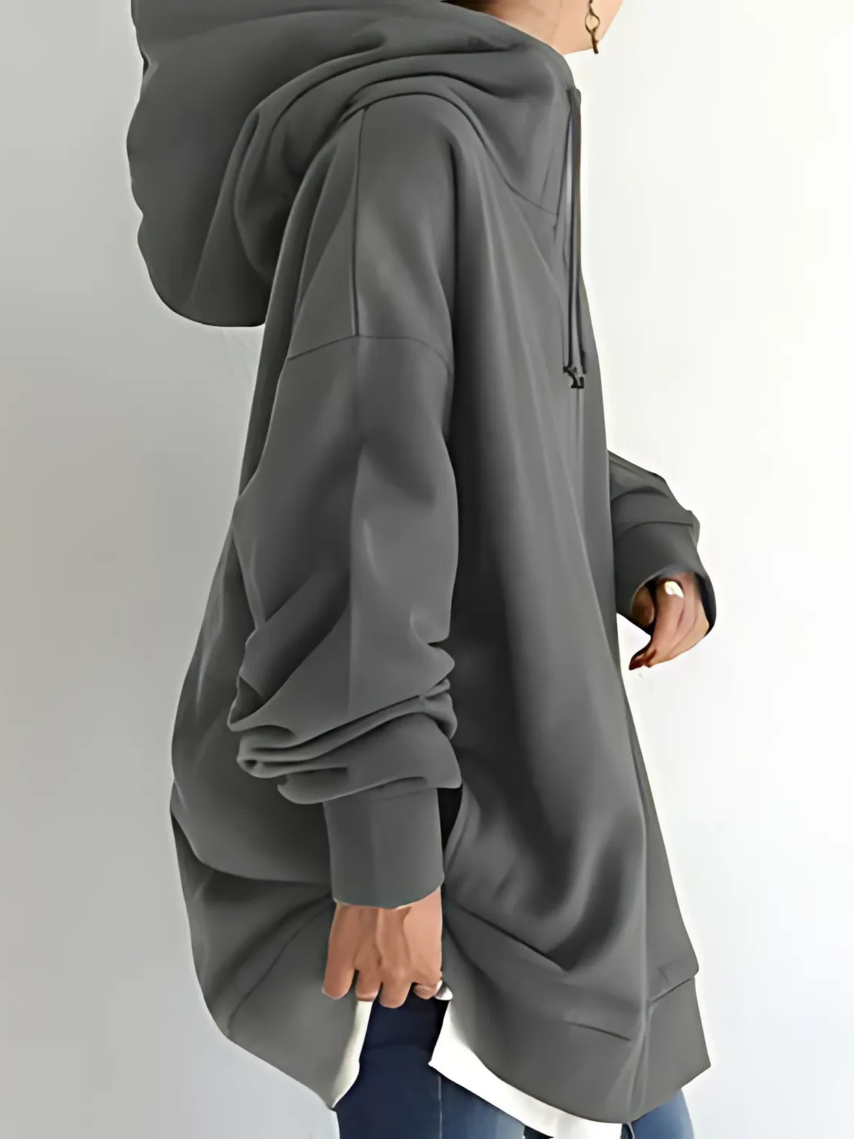 Hanne - Women's Hoodie with Side Pockets and Drawstring