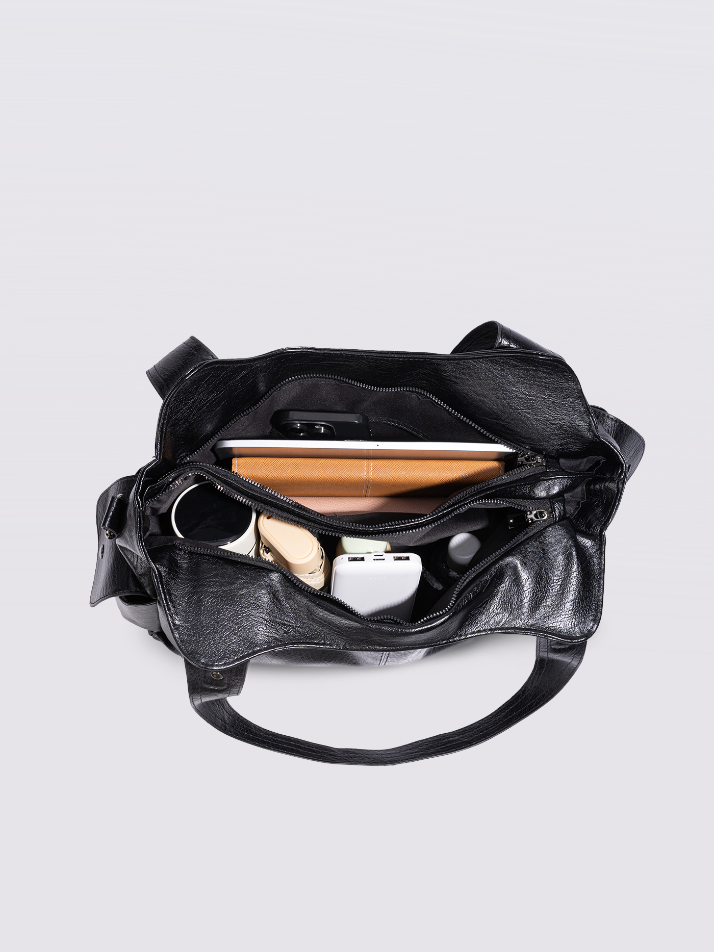 Eleganza quotidiana - Borsa tote in pelle nera