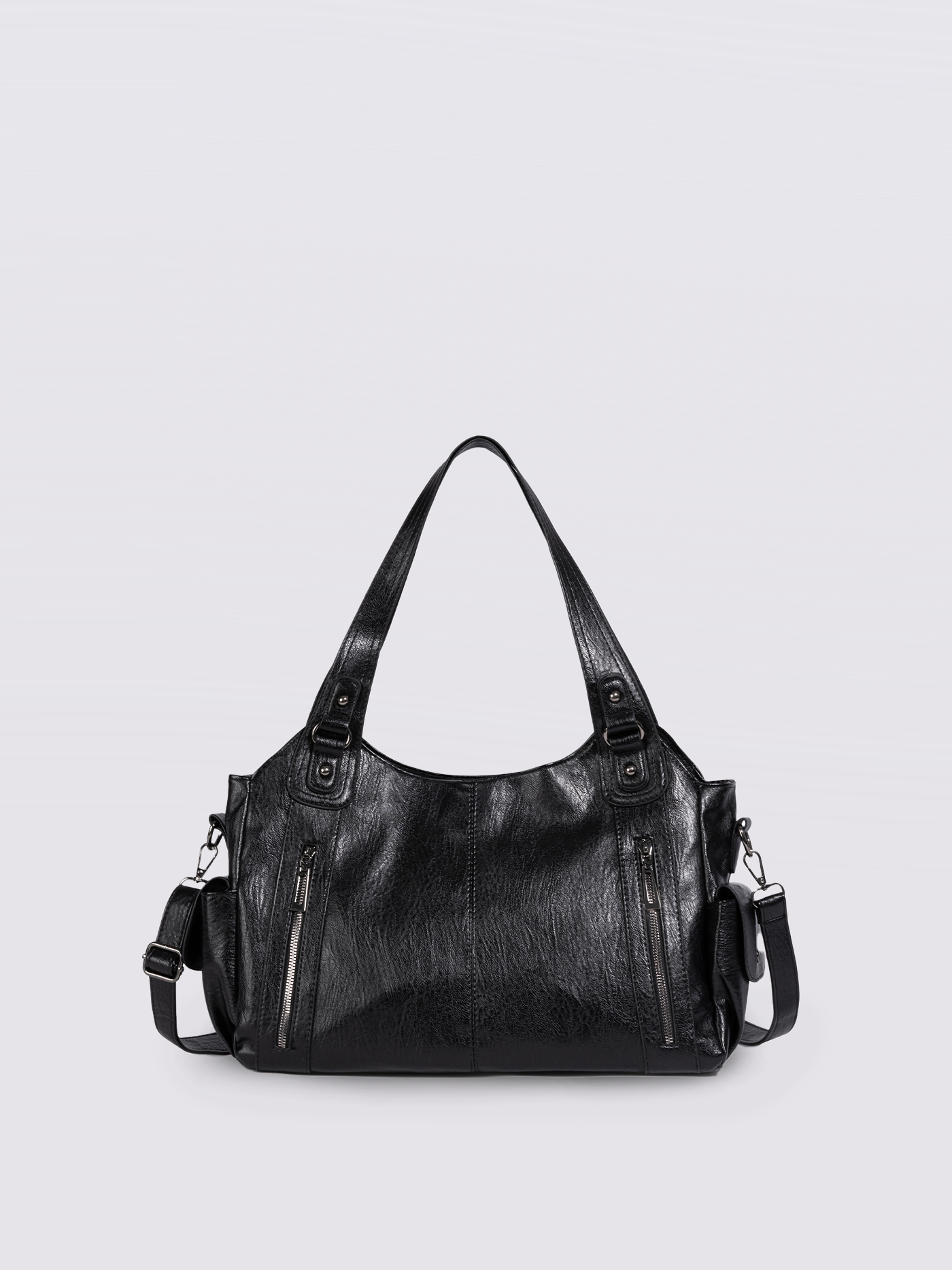 Everyday Elegance - Black Leather Tote Bag in Black
