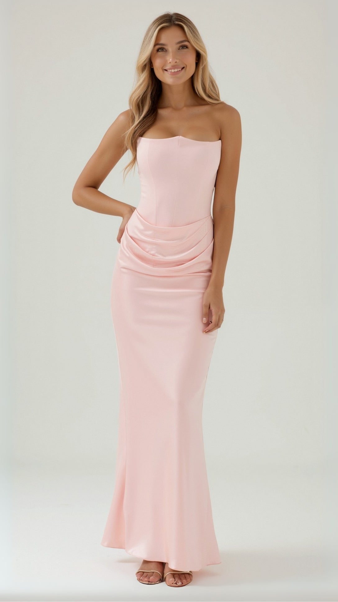 Fleur - Women's Elegant Wedding Guest Column Maxi Dress