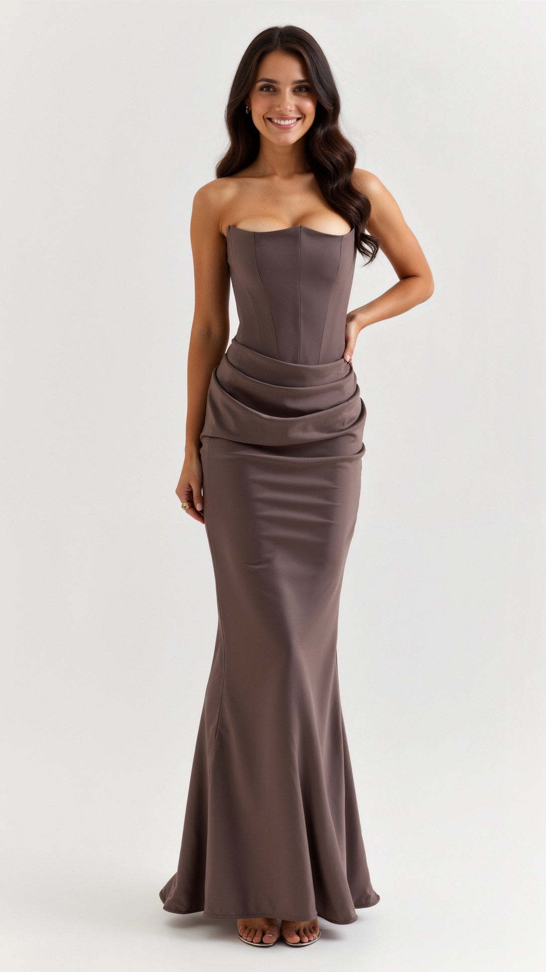 Fleur - Women's Elegant Wedding Guest Column Maxi Dress