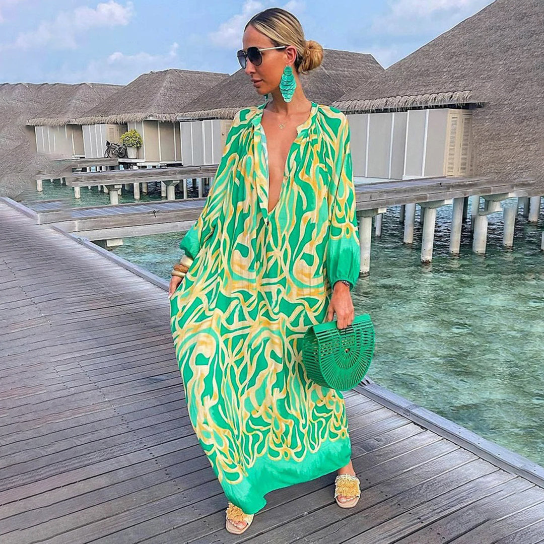 Clarice - Women's Boho Beach Kaftan Dress Flowing Chiffon Resort Wear