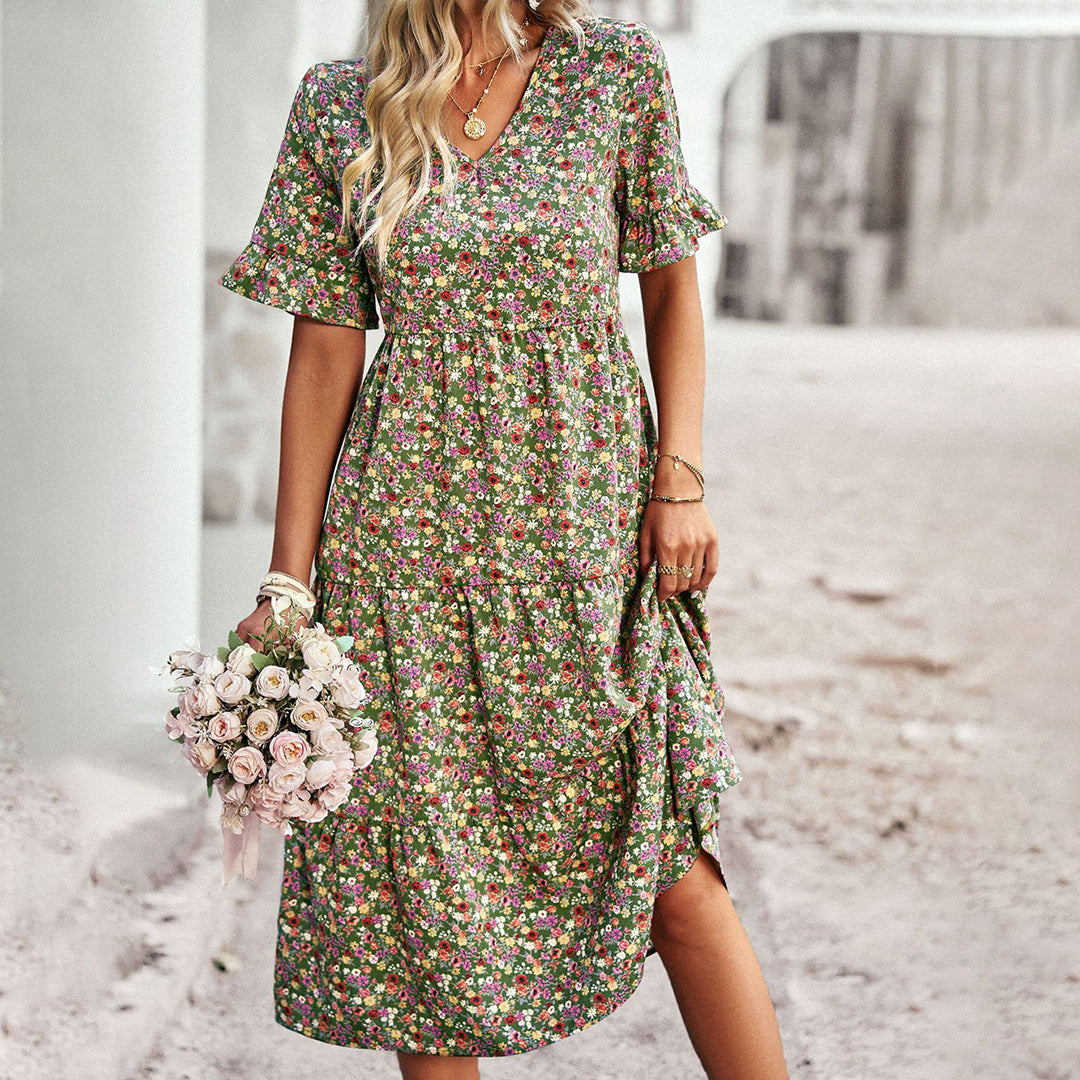 Magnolia - Women's Boho Floral Midi Dress