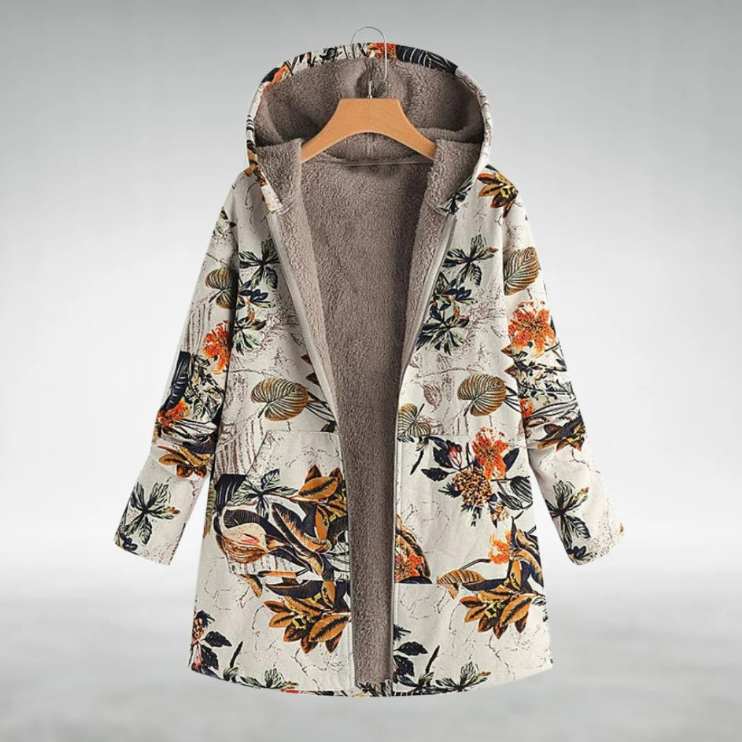 Hazel - Women's Floral Fleece Jacket