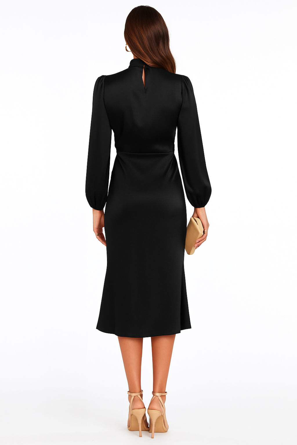 Hazel - Women's Long-Sleeved Satin Dress - photo 2