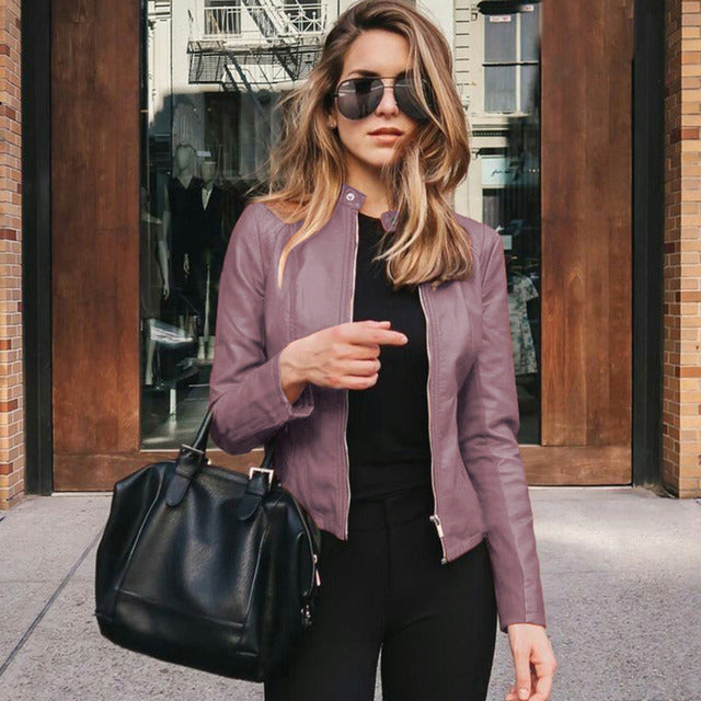Alexis - Women's Vegan Leather Biker Jacket