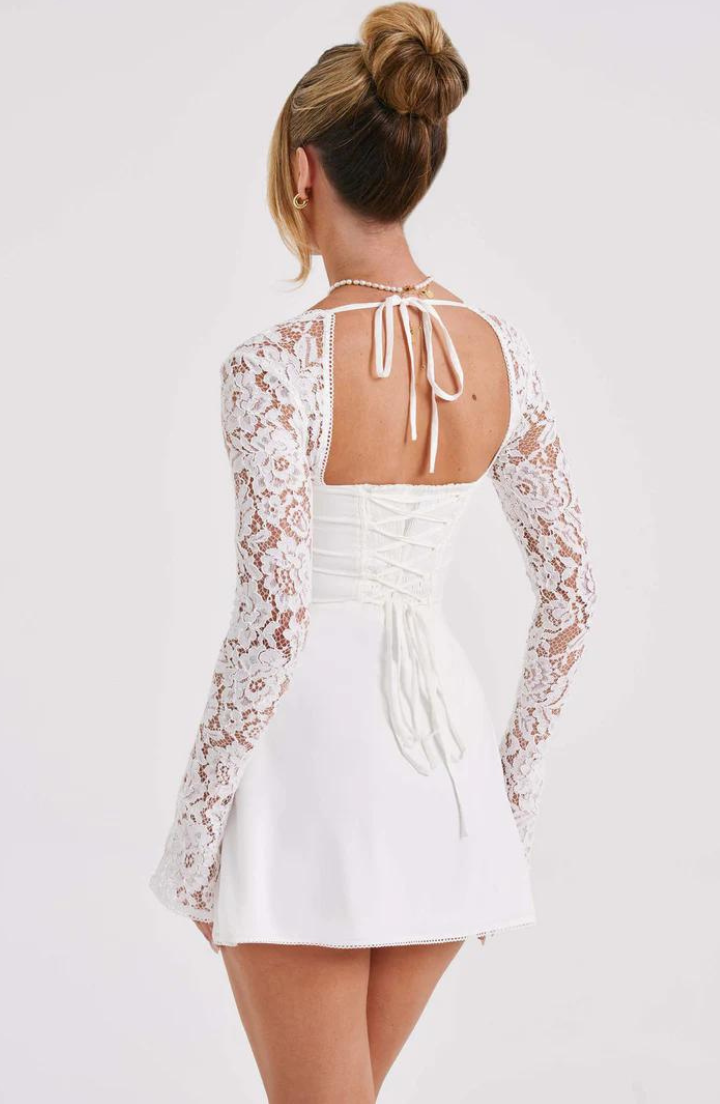 Eliana - Women's Lace Mini Dress with Flared Sleeves