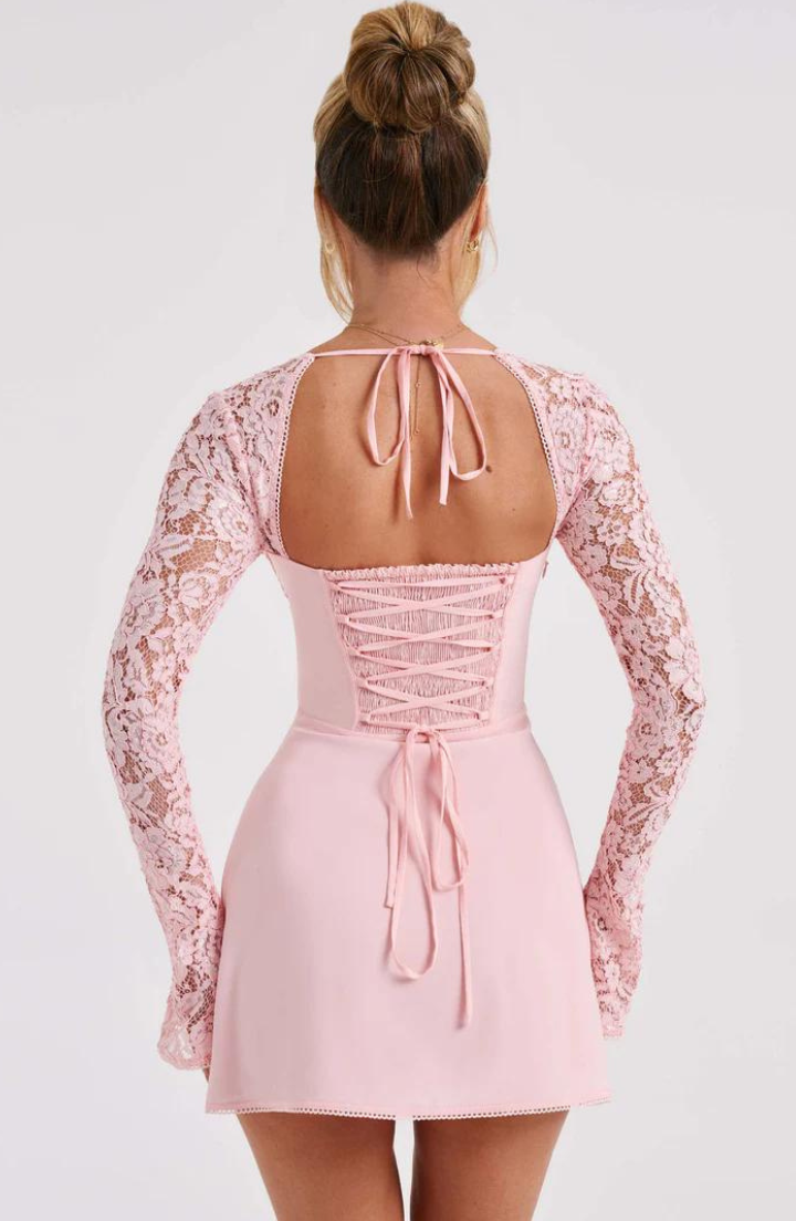 Eliana - Women's Lace Mini Dress with Flared Sleeves