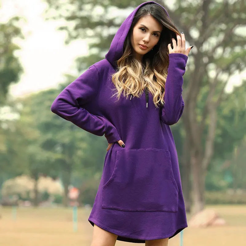 Yasmin - Women's Long Warm Hoodie Dress