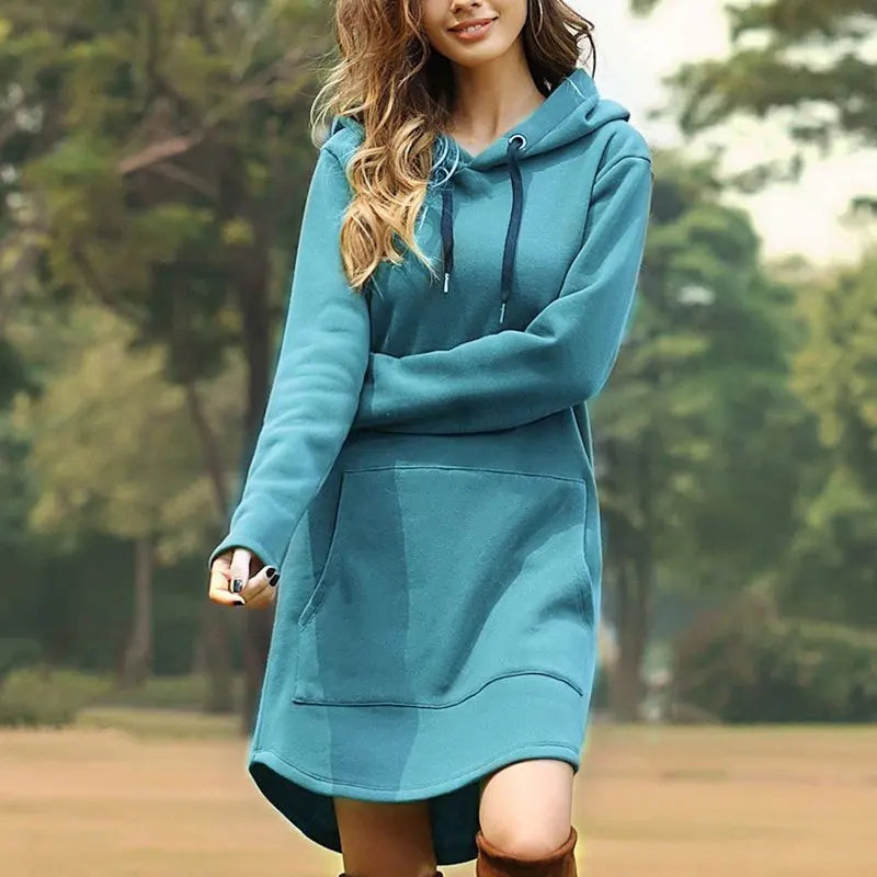 Yasmin - Women's Long Warm Hoodie Dress