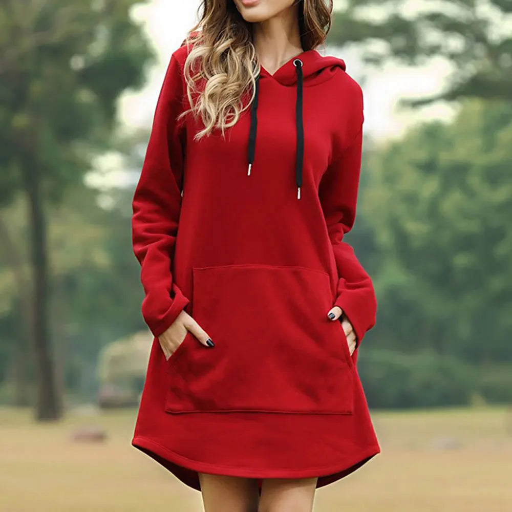 Yasmin - Women's Long Warm Hoodie Dress