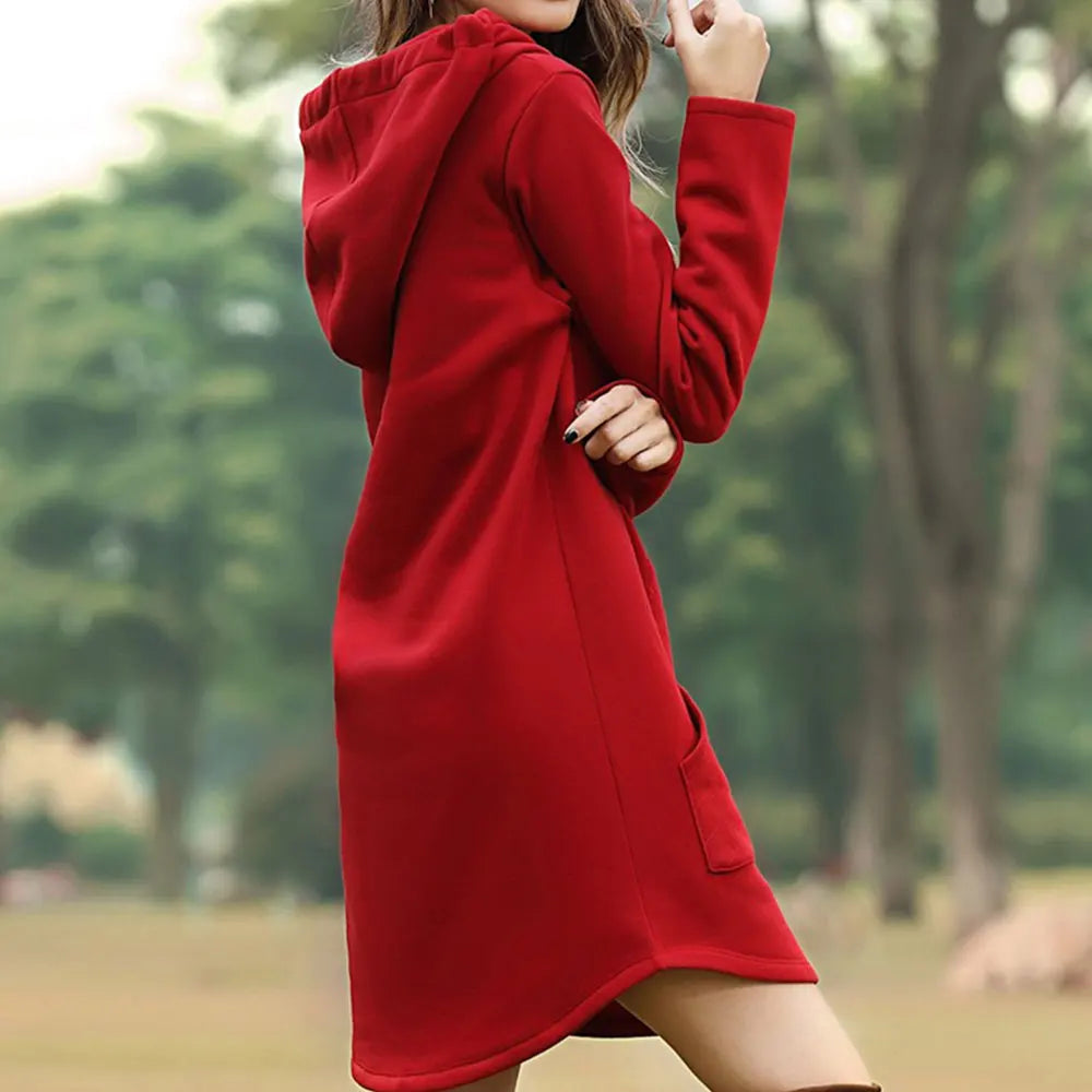 Yasmin - Women's Long Warm Hoodie Dress