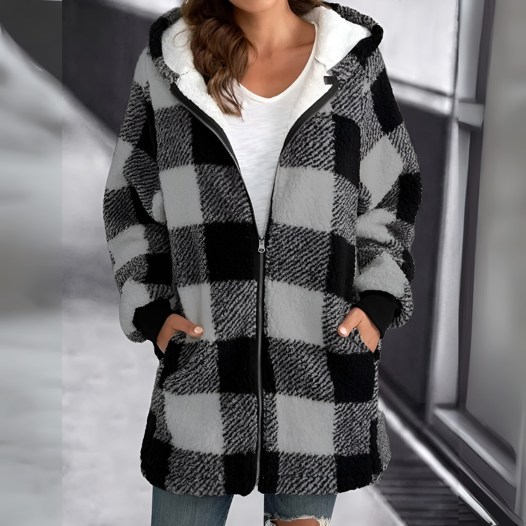 Viola - Giacca scozzese con zip da donna