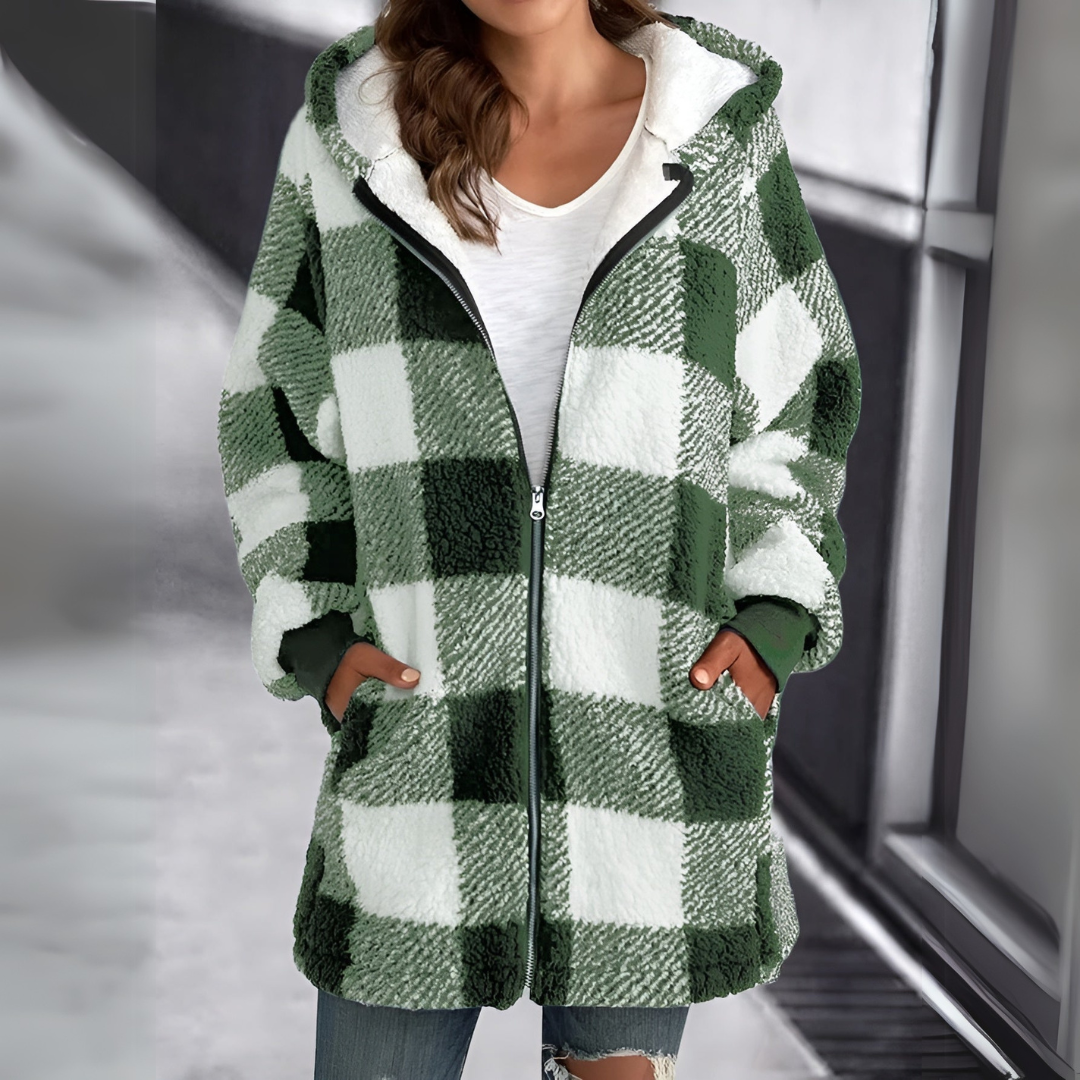 Viola - Giacca scozzese con zip da donna