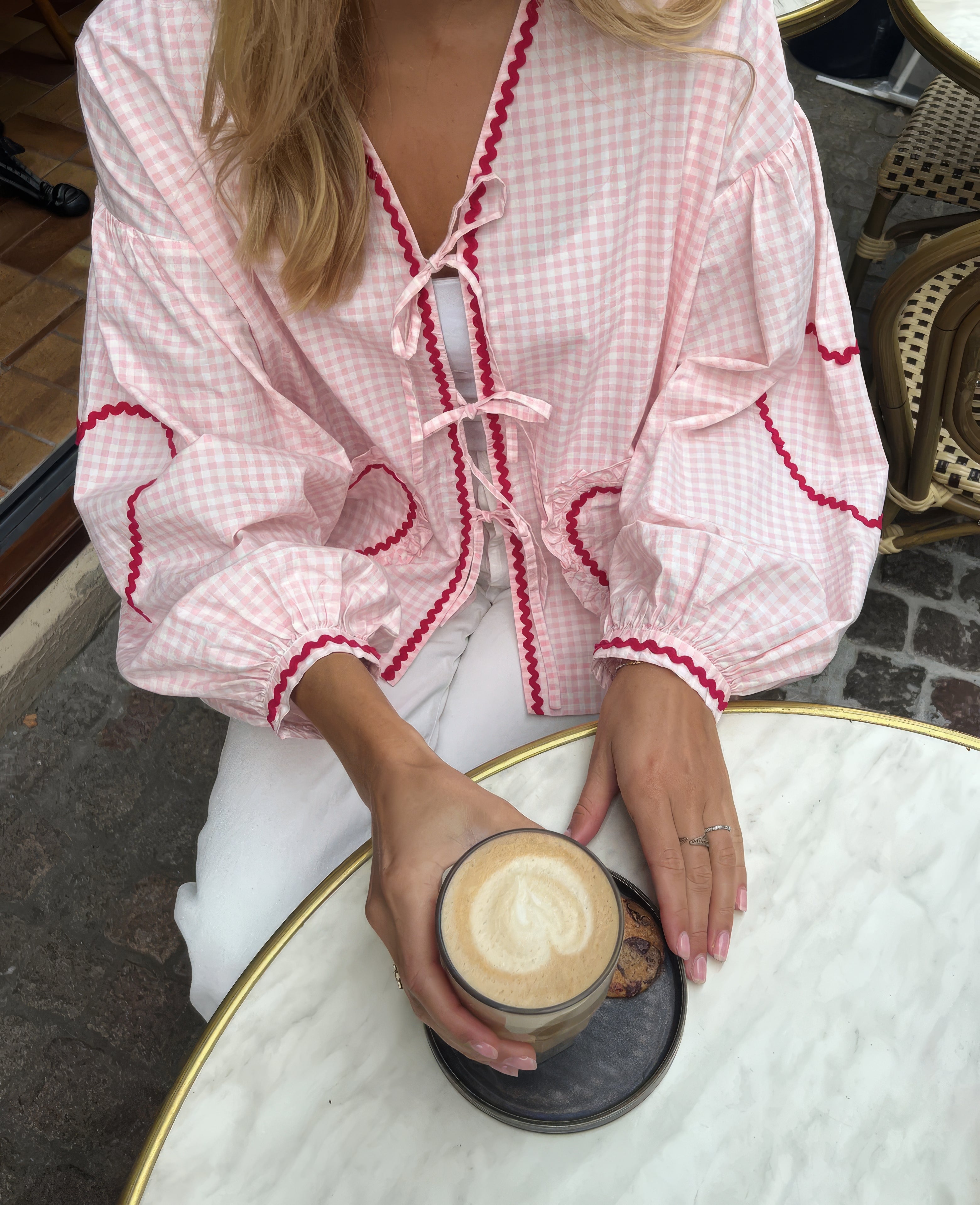 Fenna - Women's Heart Embroidered Cotton Blouse Romantic and Stylish