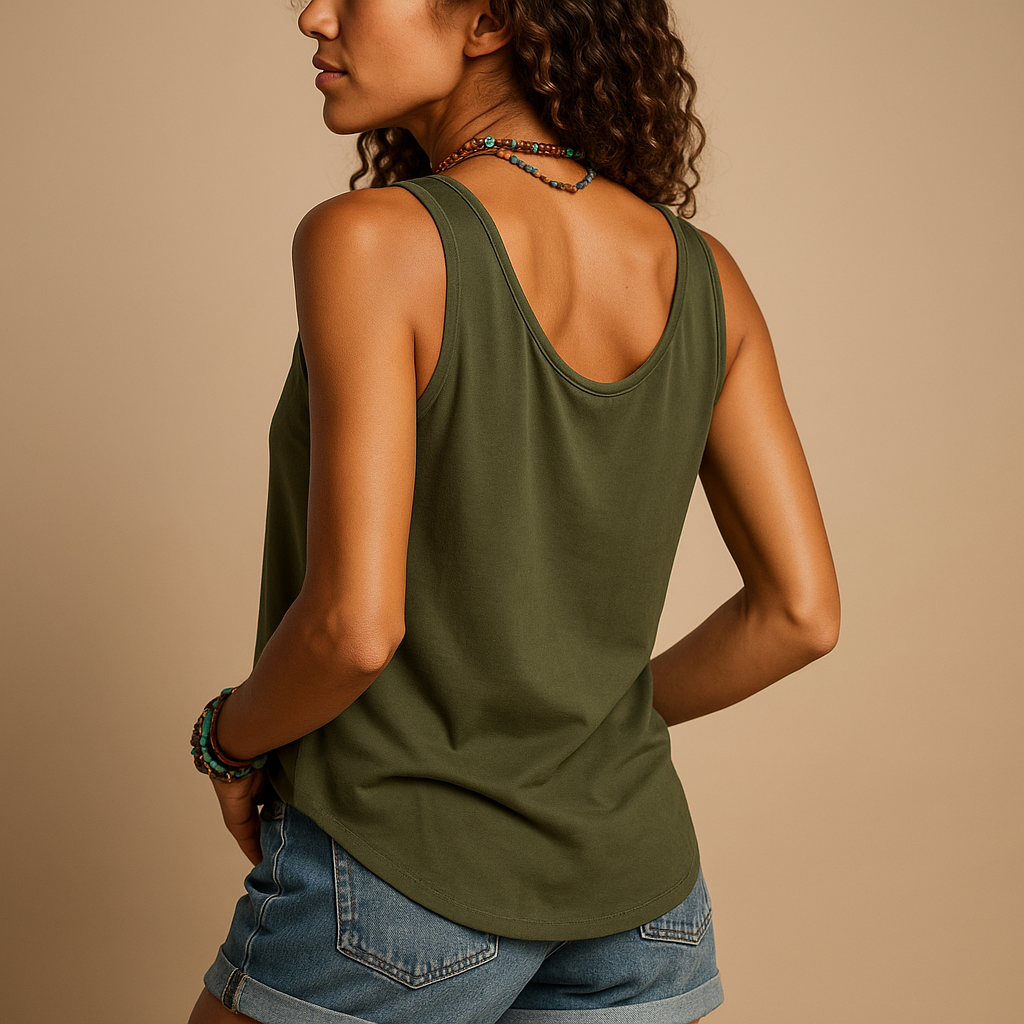 Mouwloze Top Dames | Luchtige V-Hals & Zomers Knoopdetail