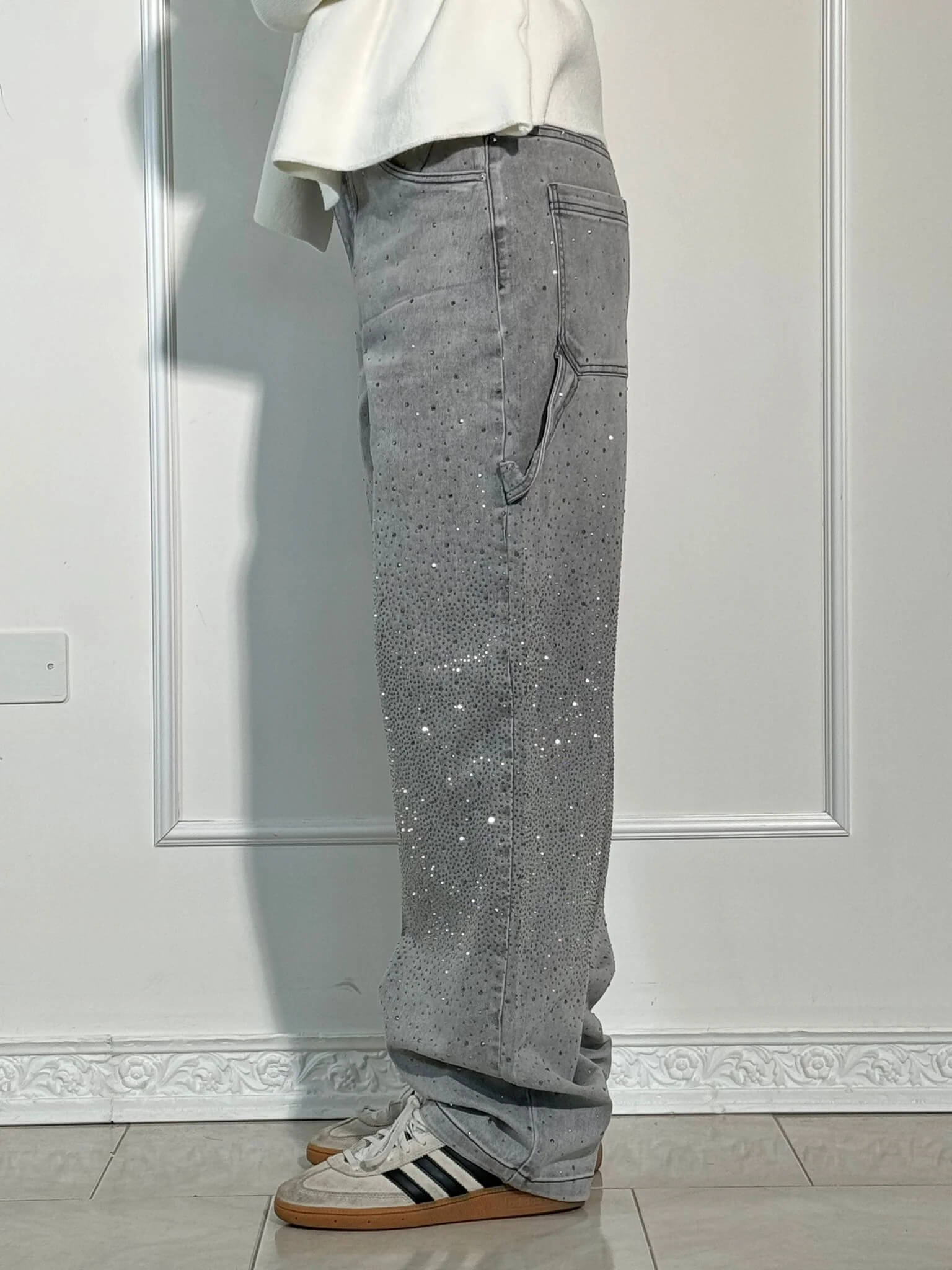 Rafaela - Women's Diamond Jeans with Balloon Fit and Sparkling Details