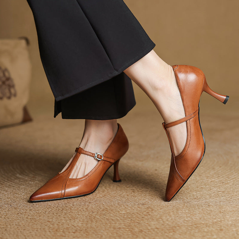 Women's Vintage T-Strap Pumps with Adjustable Strap